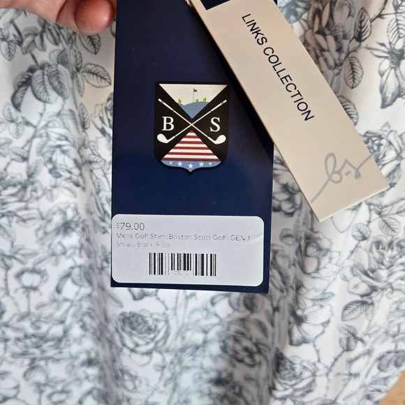 Boston Scott Golf Mens Polo Shirt Size S Black Rose Modern Fit‎ Poly Spandex - Picture 6 of 6